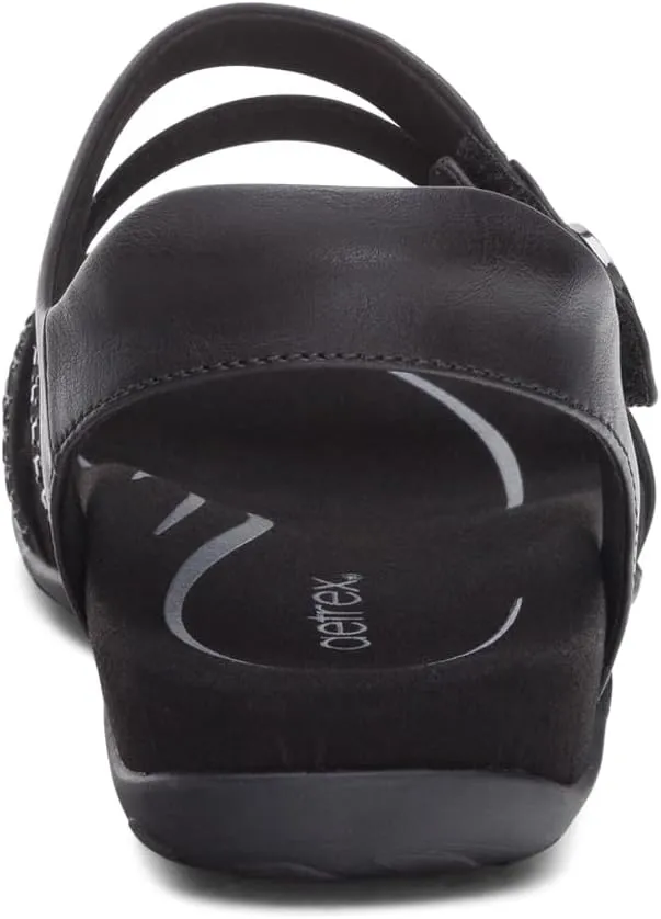 Aetrex Women's Jess Orthopedic Adjustable Quarter Strap Sandals - Comfort Memory Foam Fashion Flat Womens Sandals with Arch Support