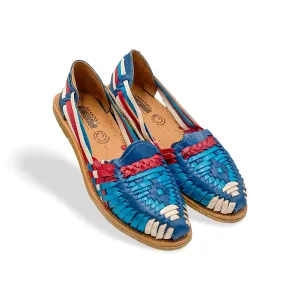 Amantoli Bacalar Model - Women 100% Artisan Hand Made Mexican Leather Hipster Brown Colorful Closed Toe Sandal Huarache Artesanal - Hecho a Mano Handcrafted in Mexico (9 US)