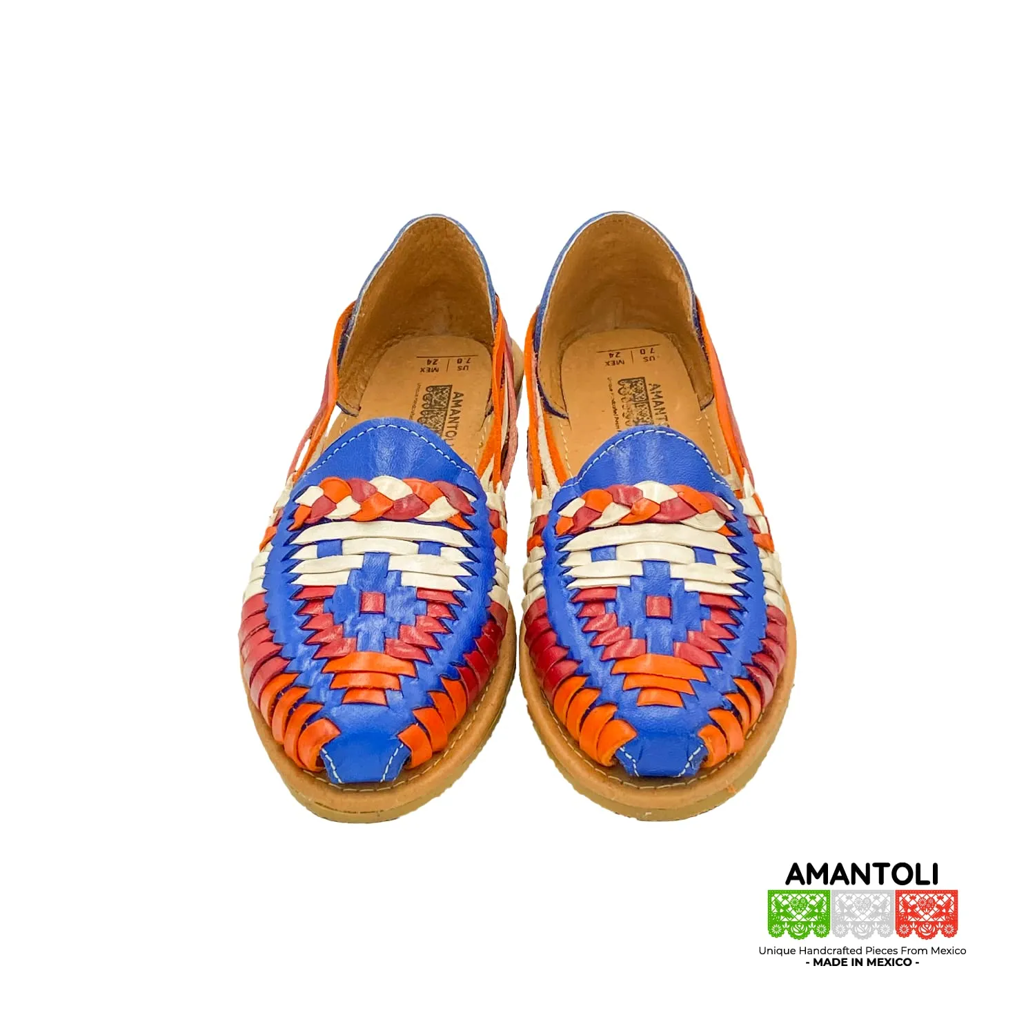Amantoli Talpa Model - Women 100% Artisan Hand Made Mexican Leather Hipster Brown Colorful Closed Toe Sandal Huarache Artesanal - Hecho a Mano Handcrafted in Mexico (US 8)