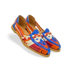 Amantoli Talpa Model - Women 100% Artisan Hand Made Mexican Leather Hipster Brown Colorful Closed Toe Sandal Huarache Artesanal - Hecho a Mano Handcrafted in Mexico (US 8)