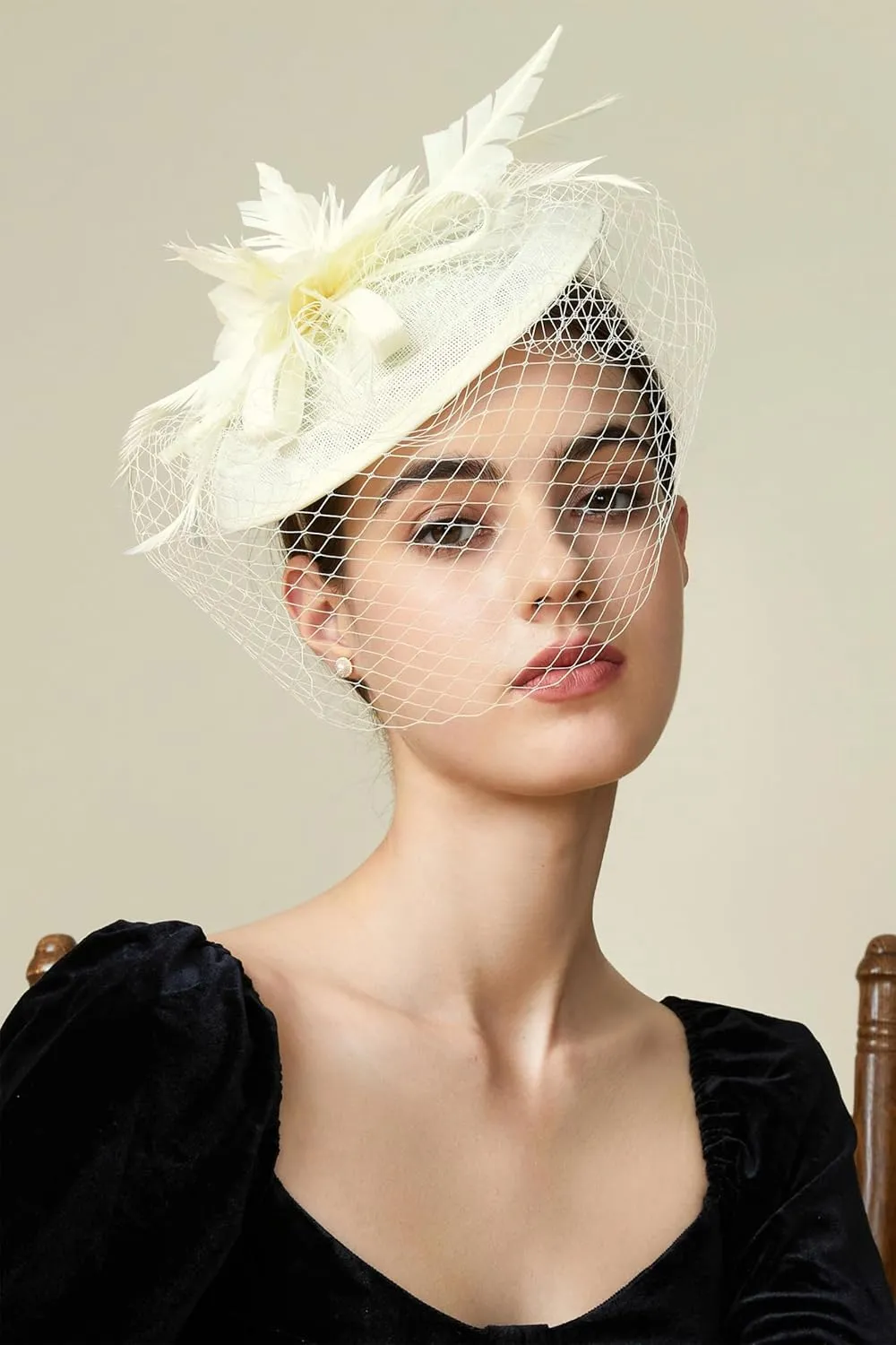 BABEYOND Fascinator Hat Veil Feather Fascinator Tea Party Kentucky Pillbox Derby Hat Bridal Wedding Party