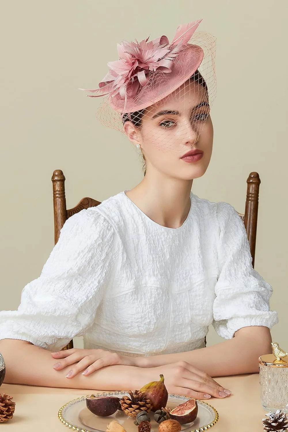 BABEYOND Fascinator Hat Veil Feather Fascinator Tea Party Kentucky Pillbox Derby Hat Bridal Wedding Party