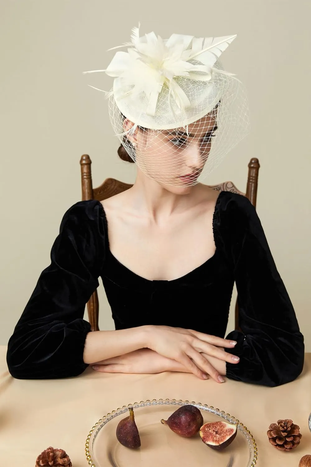 BABEYOND Fascinator Hat Veil Feather Fascinator Tea Party Kentucky Pillbox Derby Hat Bridal Wedding Party