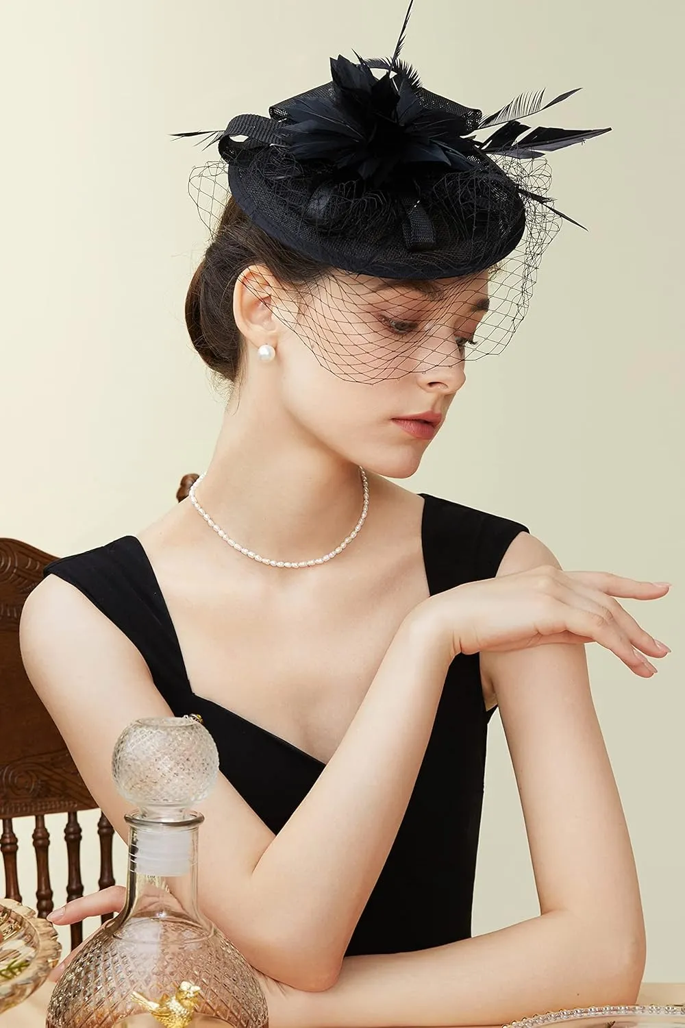 BABEYOND Fascinator Hat Veil Feather Fascinator Tea Party Kentucky Pillbox Derby Hat Bridal Wedding Party
