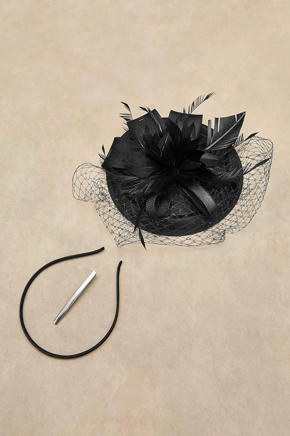 BABEYOND Fascinator Hat Veil Feather Fascinator Tea Party Kentucky Pillbox Derby Hat Bridal Wedding Party