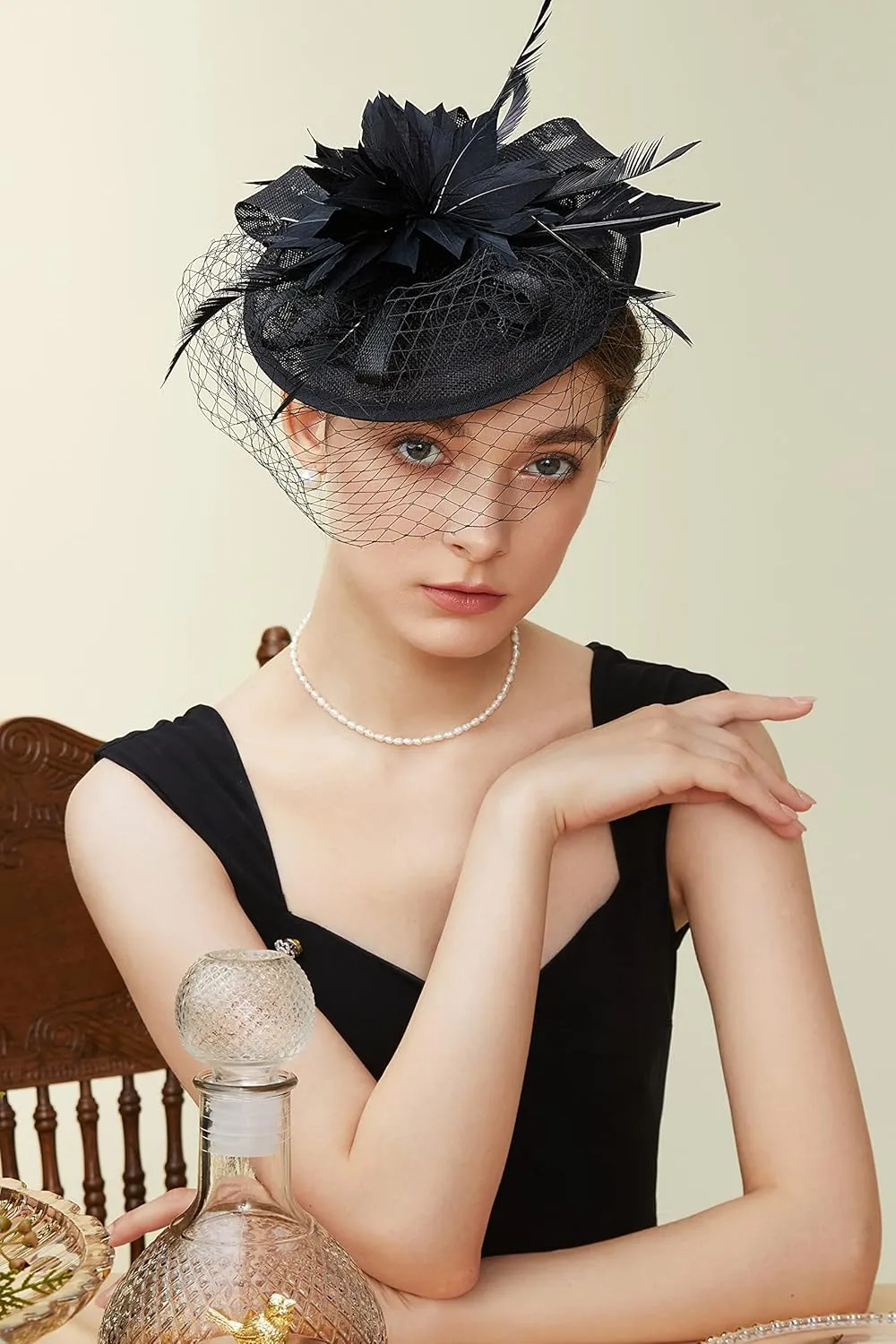 BABEYOND Fascinator Hat Veil Feather Fascinator Tea Party Kentucky Pillbox Derby Hat Bridal Wedding Party