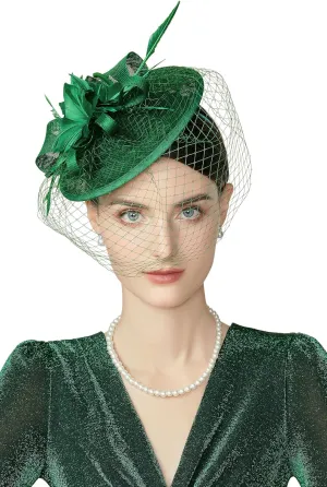 BABEYOND Fascinator Hat Veil Feather Fascinator Tea Party Kentucky Pillbox Derby Hat Bridal Wedding Party