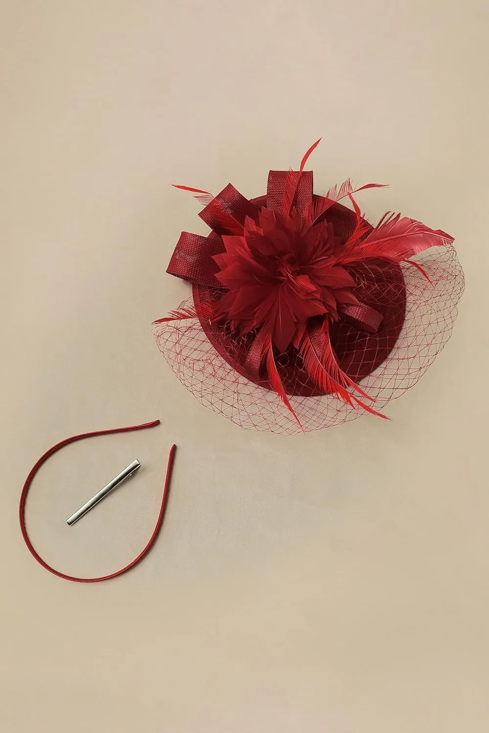 BABEYOND Fascinator Hat Veil Feather Fascinator Tea Party Kentucky Pillbox Derby Hat Bridal Wedding Party