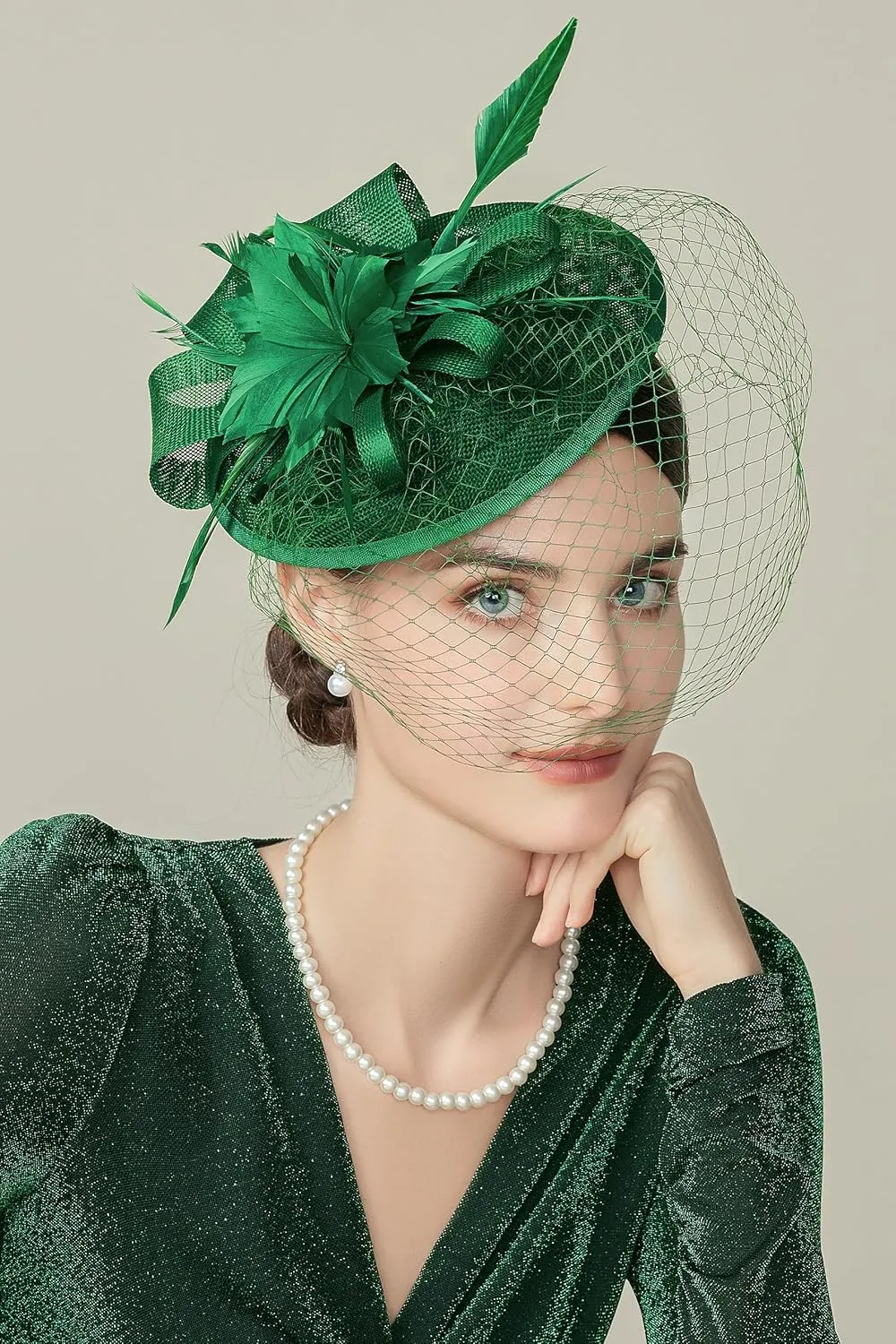 BABEYOND Fascinator Hat Veil Feather Fascinator Tea Party Kentucky Pillbox Derby Hat Bridal Wedding Party