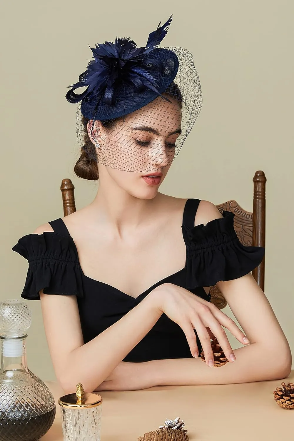 BABEYOND Fascinator Hat Veil Feather Fascinator Tea Party Kentucky Pillbox Derby Hat Bridal Wedding Party