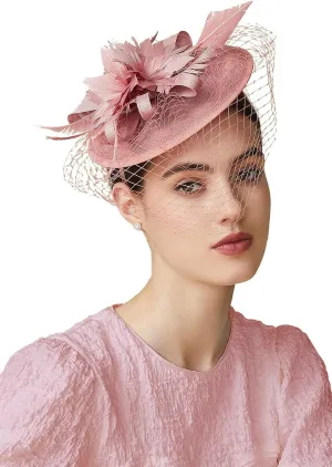 BABEYOND Fascinator Hat Veil Feather Fascinator Tea Party Kentucky Pillbox Derby Hat Bridal Wedding Party