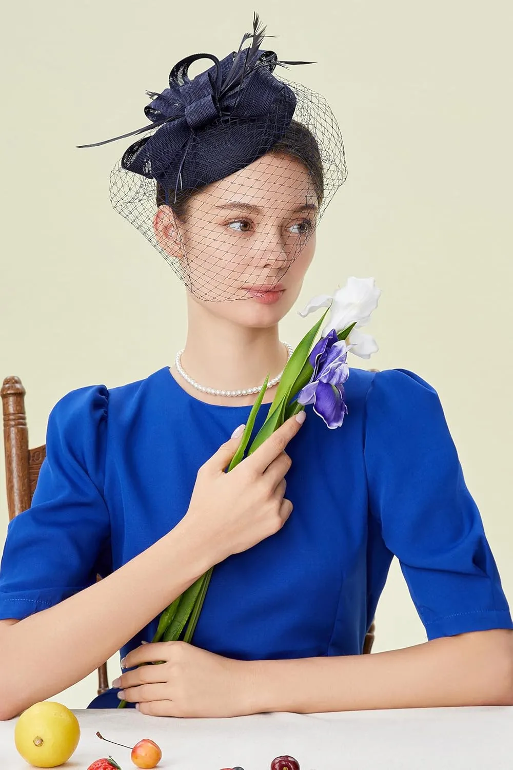 BABEYOND Fascinators Hat Veil Feather Hair Clip Tea Party Kentucky Pillbox Derby Bridal for Wedding