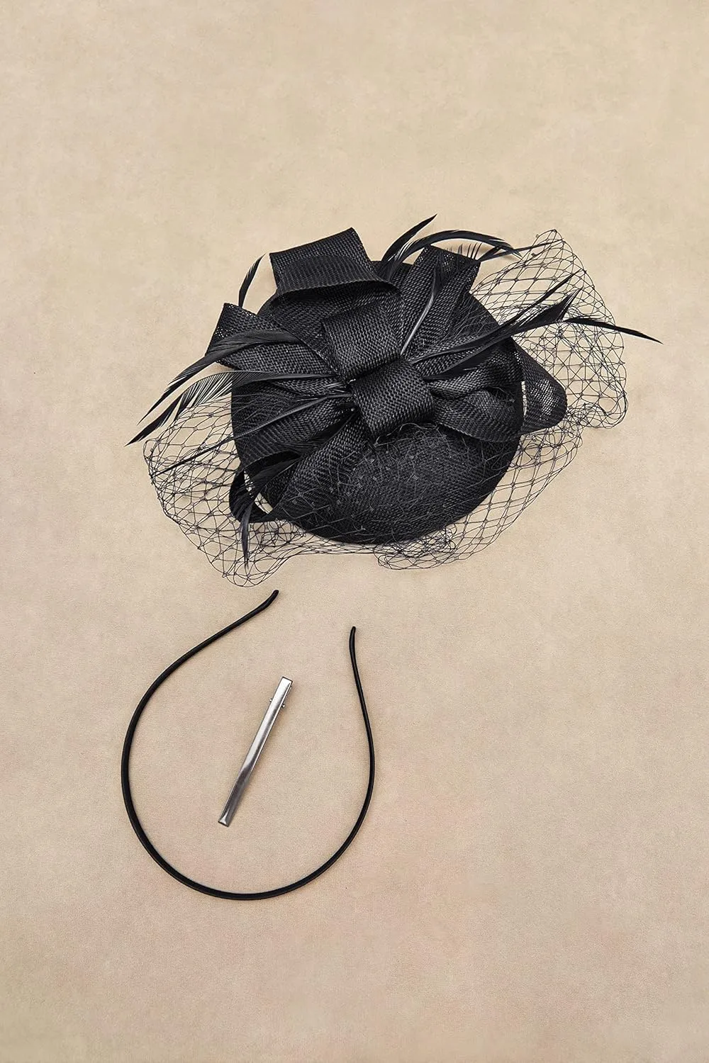BABEYOND Fascinators Hat Veil Feather Hair Clip Tea Party Kentucky Pillbox Derby Bridal for Wedding