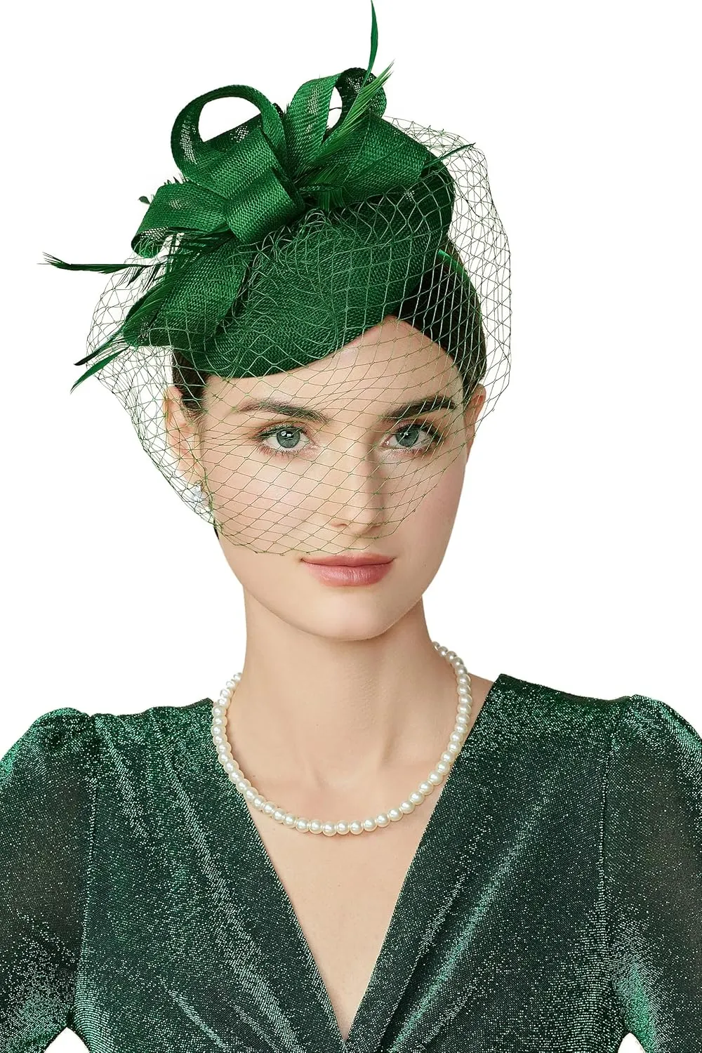 BABEYOND Fascinators Hat Veil Feather Hair Clip Tea Party Kentucky Pillbox Derby Bridal for Wedding