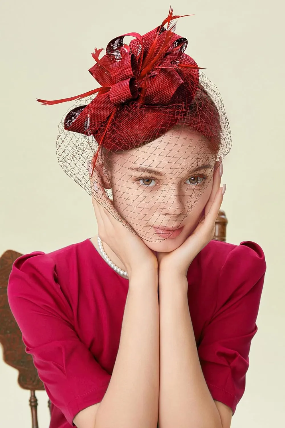 BABEYOND Fascinators Hat Veil Feather Hair Clip Tea Party Kentucky Pillbox Derby Bridal for Wedding