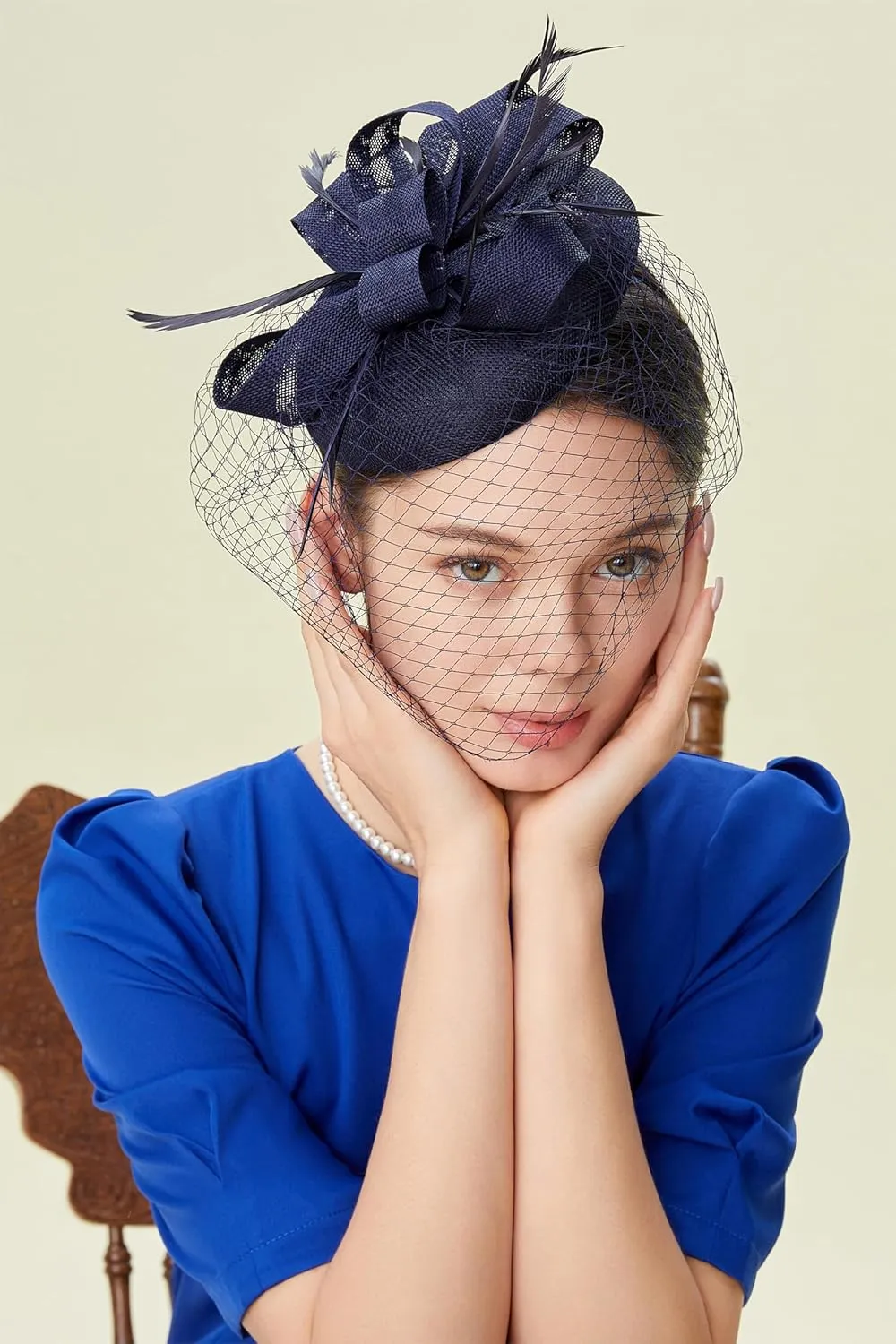 BABEYOND Fascinators Hat Veil Feather Hair Clip Tea Party Kentucky Pillbox Derby Bridal for Wedding