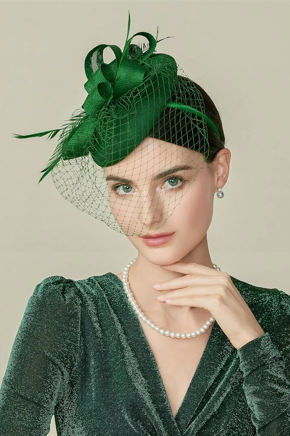 BABEYOND Fascinators Hat Veil Feather Hair Clip Tea Party Kentucky Pillbox Derby Bridal for Wedding