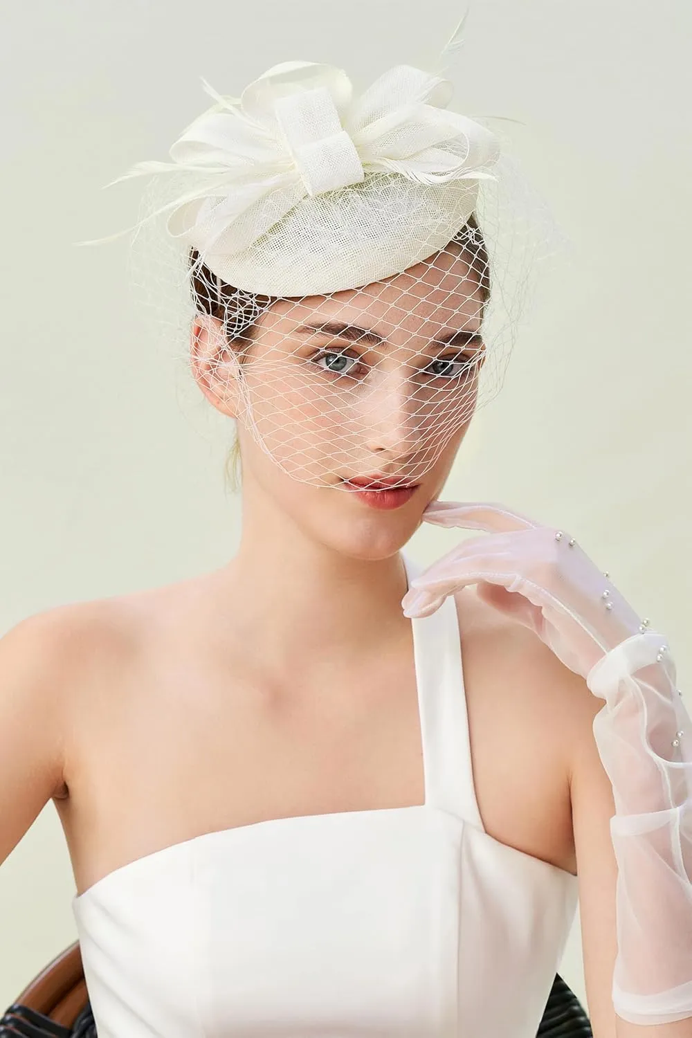 BABEYOND Fascinators Hat Veil Feather Hair Clip Tea Party Kentucky Pillbox Derby Bridal for Wedding
