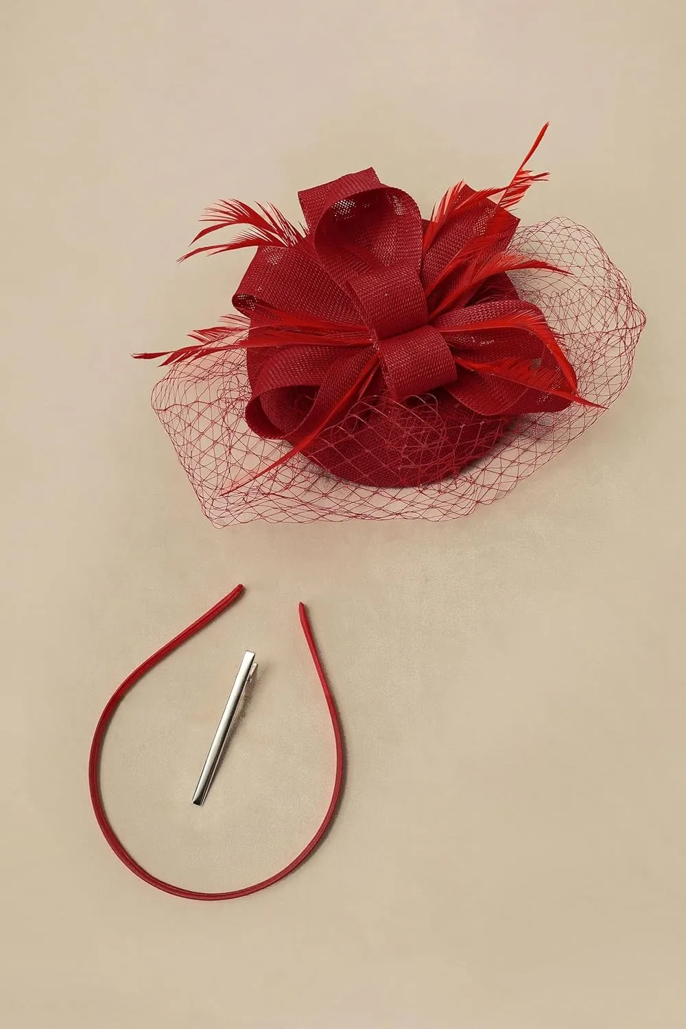 BABEYOND Fascinators Hat Veil Feather Hair Clip Tea Party Kentucky Pillbox Derby Bridal for Wedding