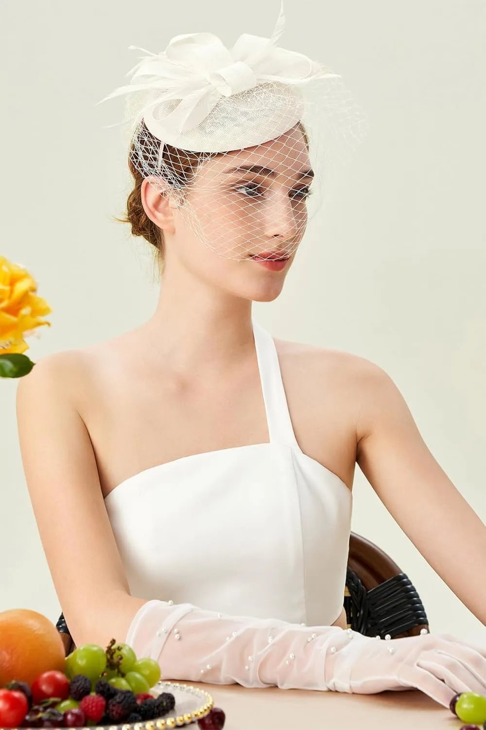 BABEYOND Fascinators Hat Veil Feather Hair Clip Tea Party Kentucky Pillbox Derby Bridal for Wedding