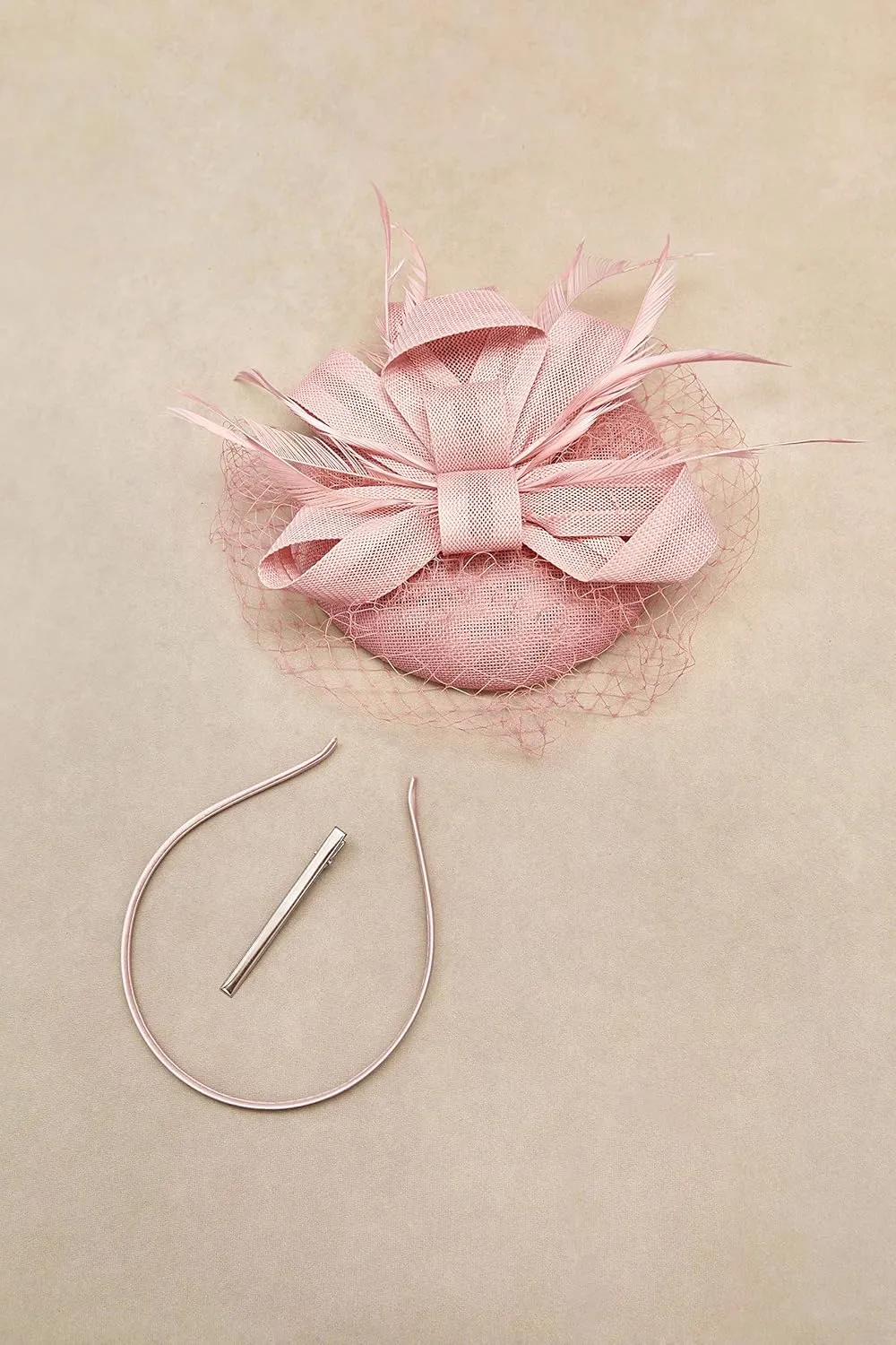 BABEYOND Fascinators Hat Veil Feather Hair Clip Tea Party Kentucky Pillbox Derby Bridal for Wedding