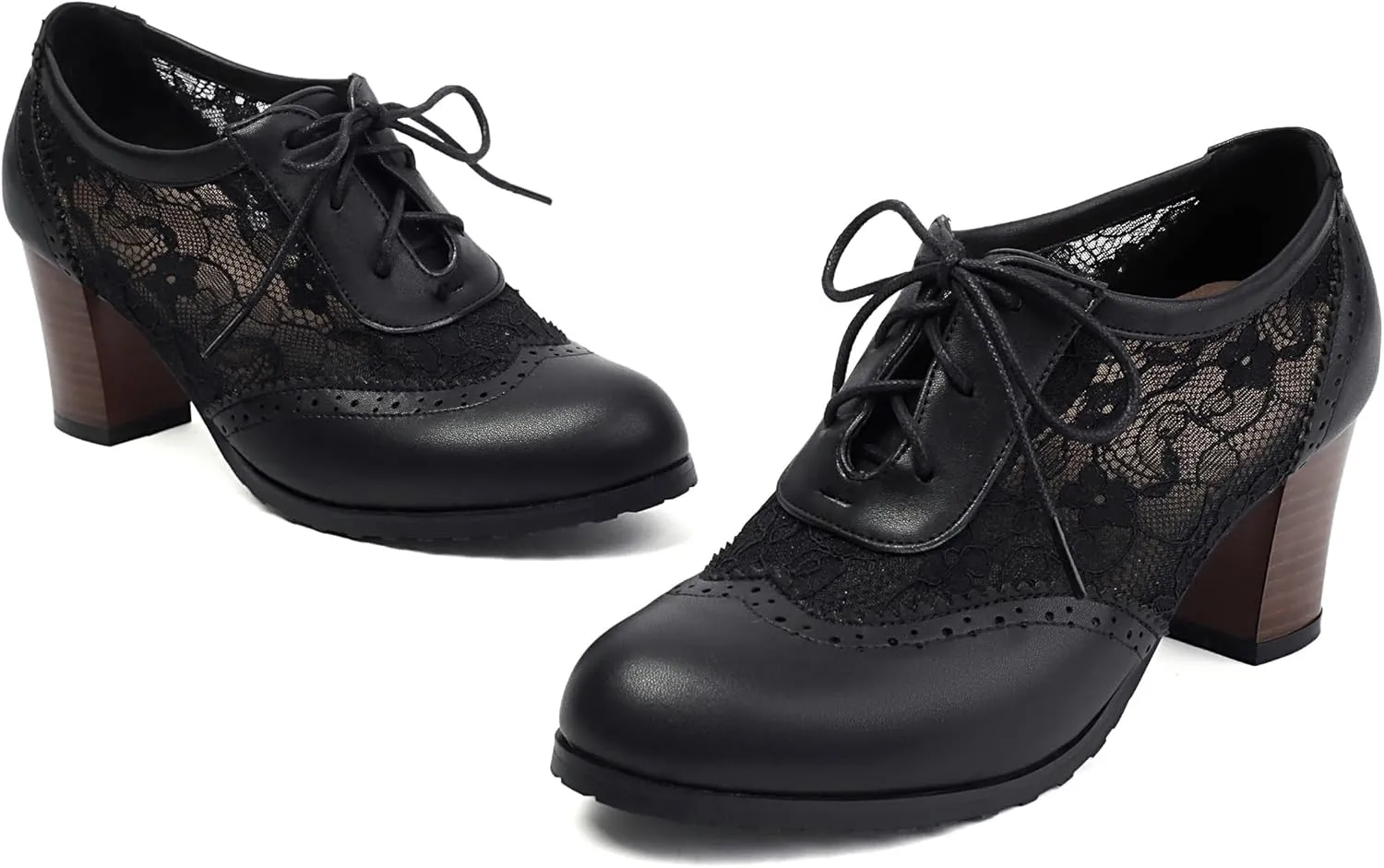 Block Heel Derby Lace Up Women Office Work Brogue Oxford