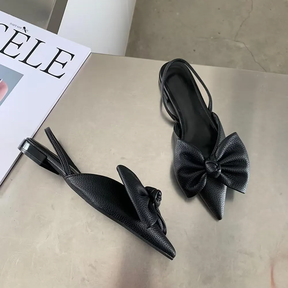 Bow-Knot Flat Shoes Women Comfortable Pointed Toe Slingback Women's Flats