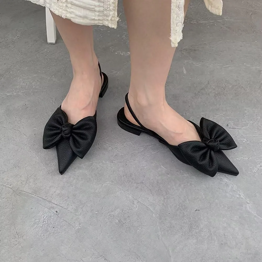 Bow-Knot Flat Shoes Women Comfortable Pointed Toe Slingback Women's Flats