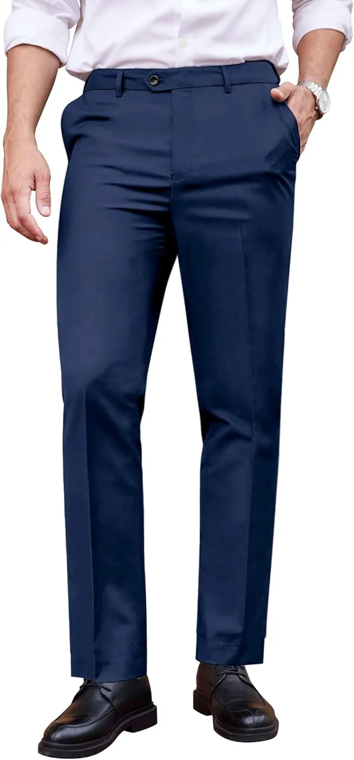 COOFANDY Men's Classic Fit Dress Pants Flat Front Straight Formal Pants Wrinkle Free Expandable Waist Suit Pants