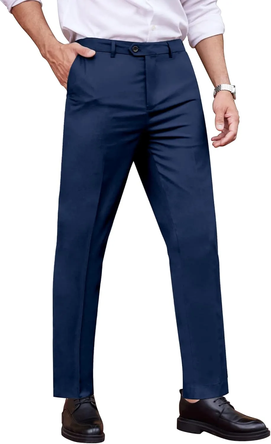 COOFANDY Men's Classic Fit Dress Pants Flat Front Straight Formal Pants Wrinkle Free Expandable Waist Suit Pants