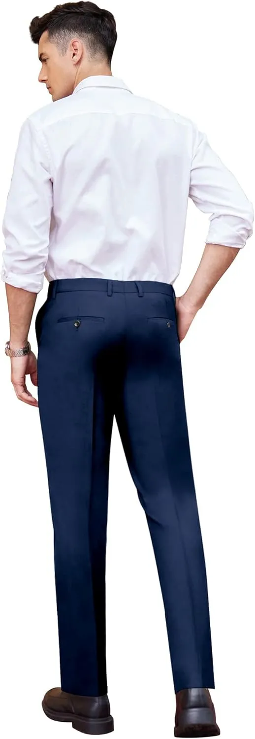 COOFANDY Men's Classic Fit Dress Pants Flat Front Straight Formal Pants Wrinkle Free Expandable Waist Suit Pants