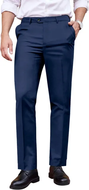 COOFANDY Men's Classic Fit Dress Pants Flat Front Straight Formal Pants Wrinkle Free Expandable Waist Suit Pants