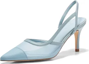 Coutgo Womens Mesh Slingback Heels Pointed Toe High Heels Pumps Slip On Party Dress Shoes