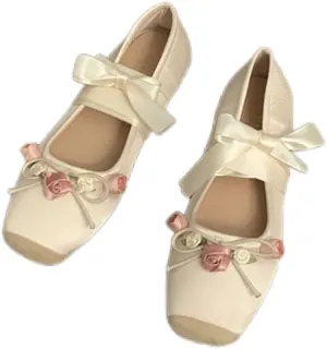 COVOYYAR Women Lace Up Ankle Strap Ballet Flats Shoes Floral Dressy Flats