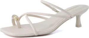 CUSHIONAIRE Maui Women’s Strappy Toe-Ring Slip On Kitten Heel – Vegan Leather Dress Sandal   Memory Foam
