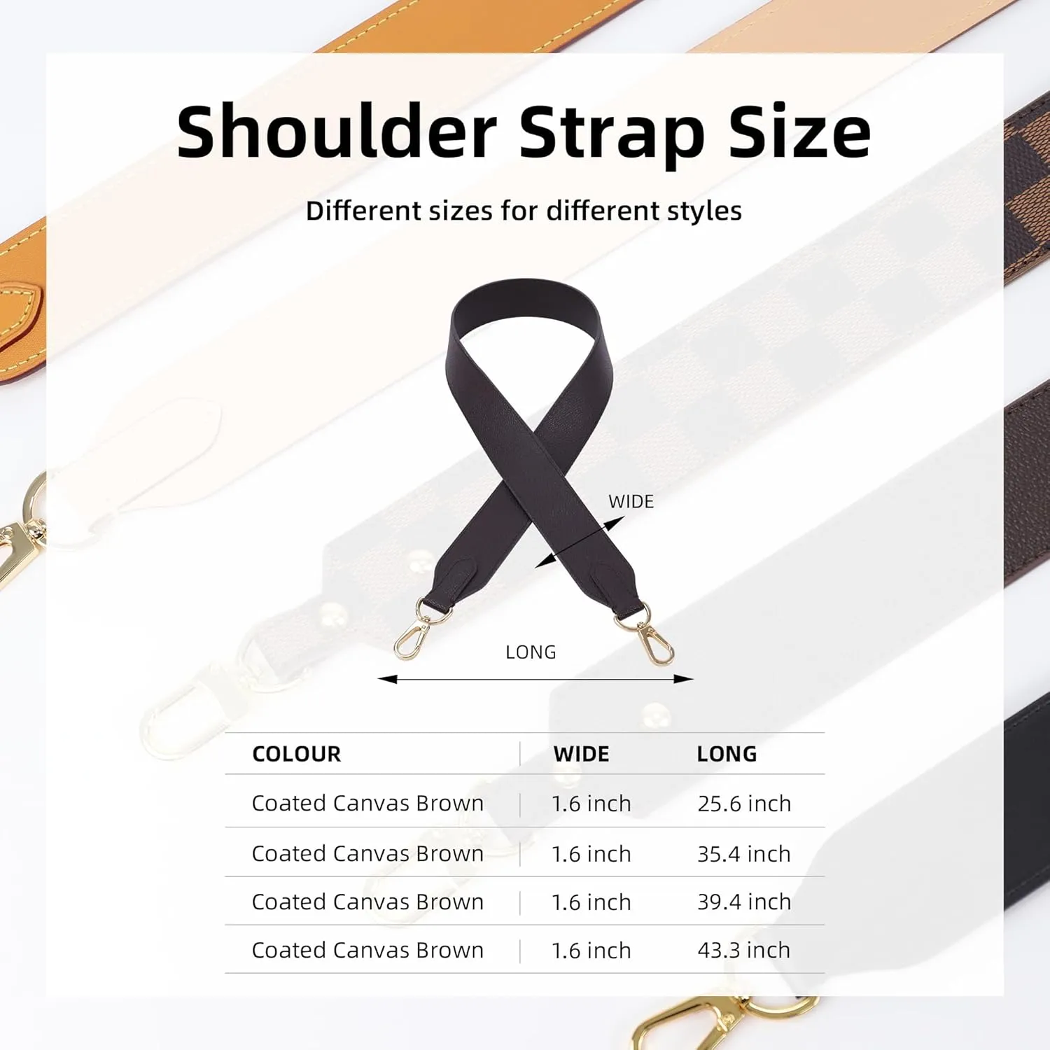 DGAZ Vachetta Leather Crossbody Strap for Neverfullbag with Gift Box, Handmade DIY purse strap