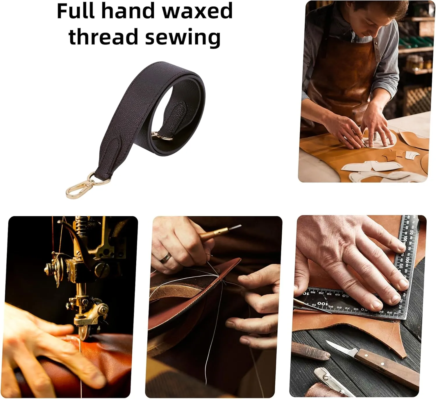 DGAZ Vachetta Leather Crossbody Strap for Neverfullbag with Gift Box, Handmade DIY purse strap
