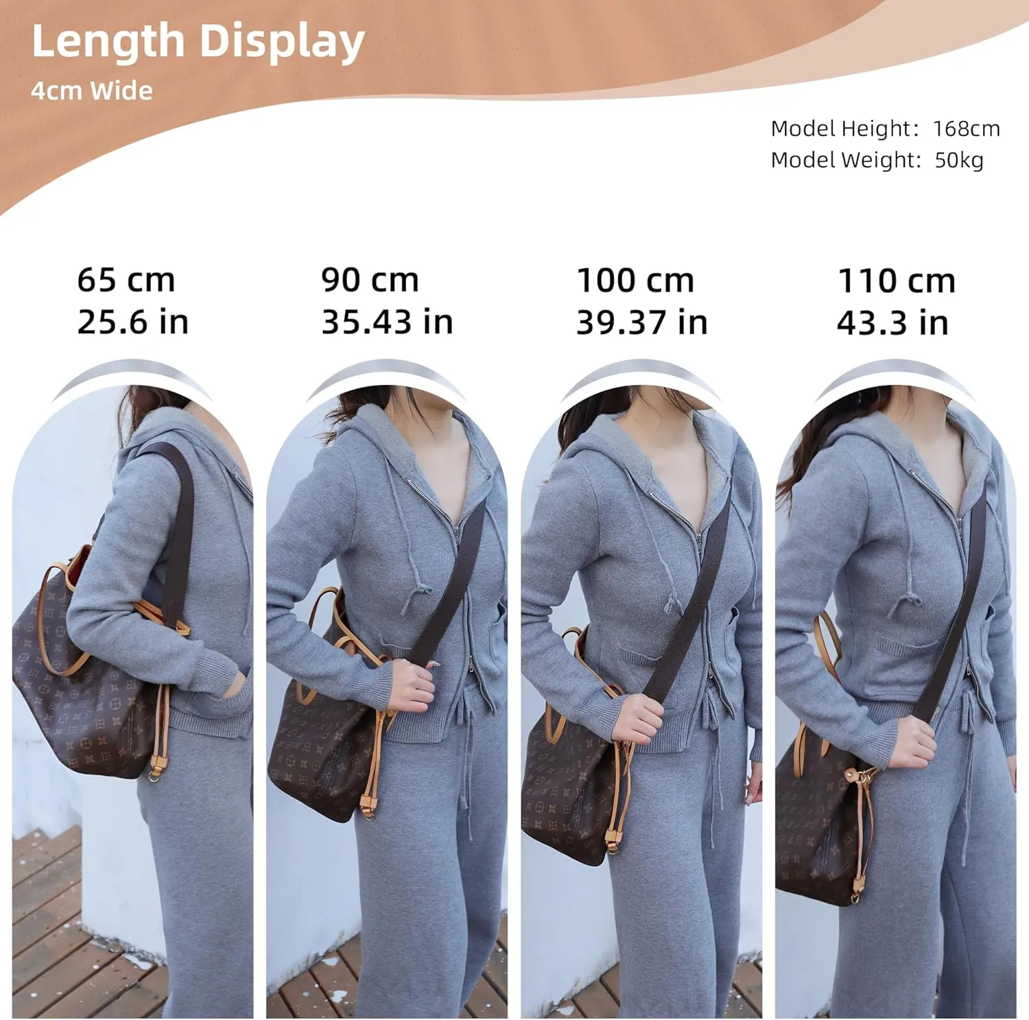 DGAZ Vachetta Leather Crossbody Strap for Neverfullbag with Gift Box, Handmade DIY purse strap