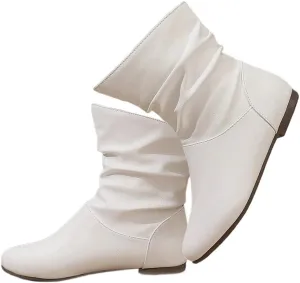 DINTAHA Flat Ankle Boots Women'S Slouch Boots Low Heel Booties Fall Slouchy Boots