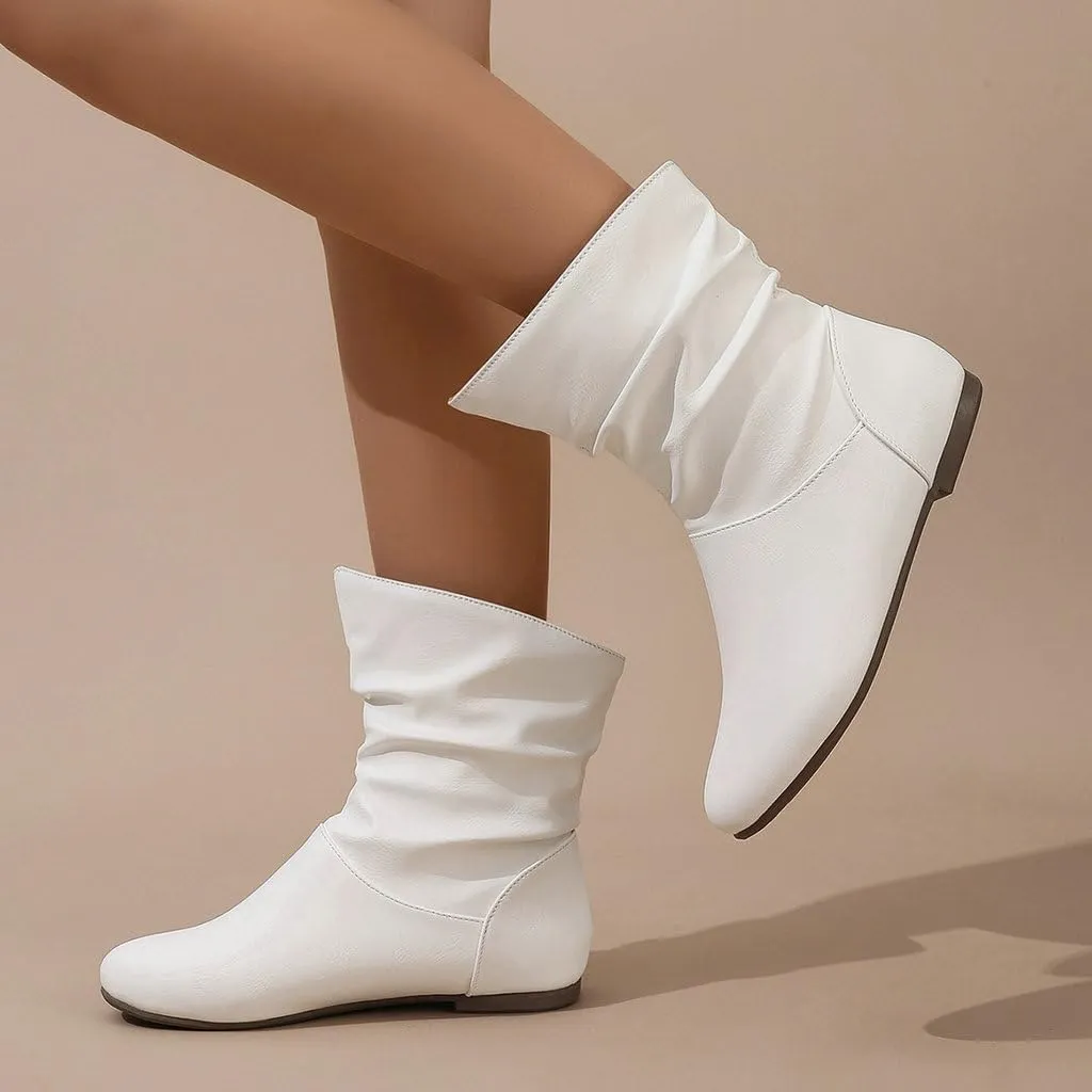 DINTAHA Flat Ankle Boots Women'S Slouch Boots Low Heel Booties Fall Slouchy Boots