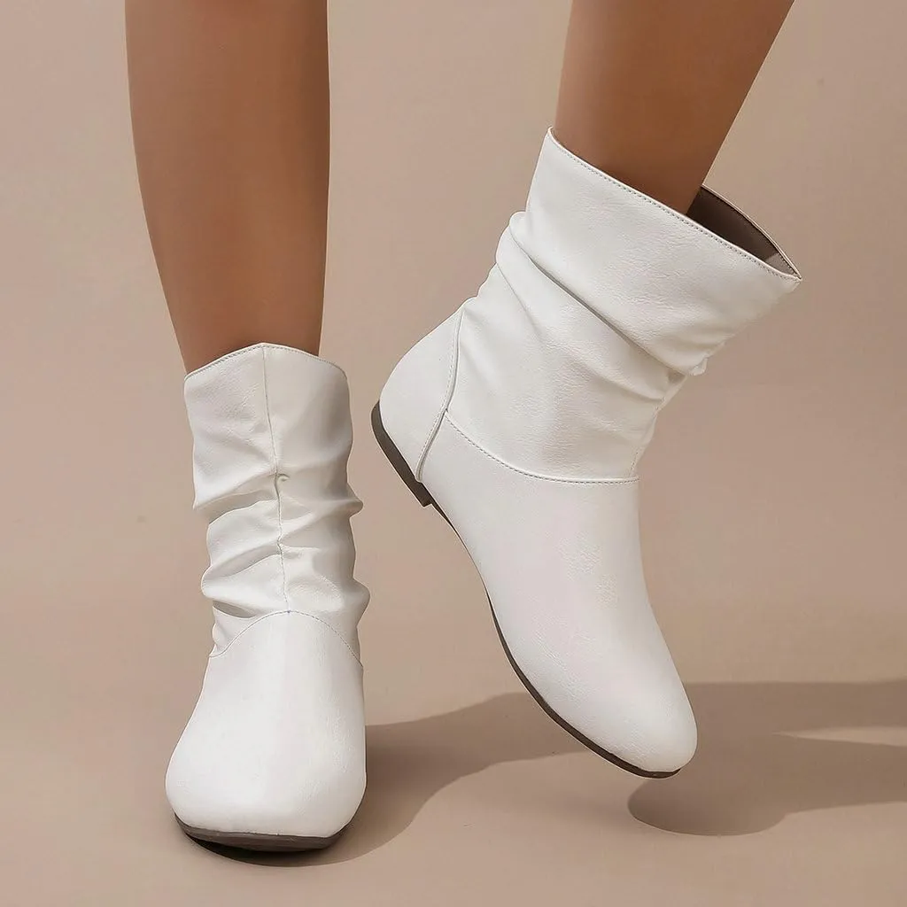 DINTAHA Flat Ankle Boots Women'S Slouch Boots Low Heel Booties Fall Slouchy Boots
