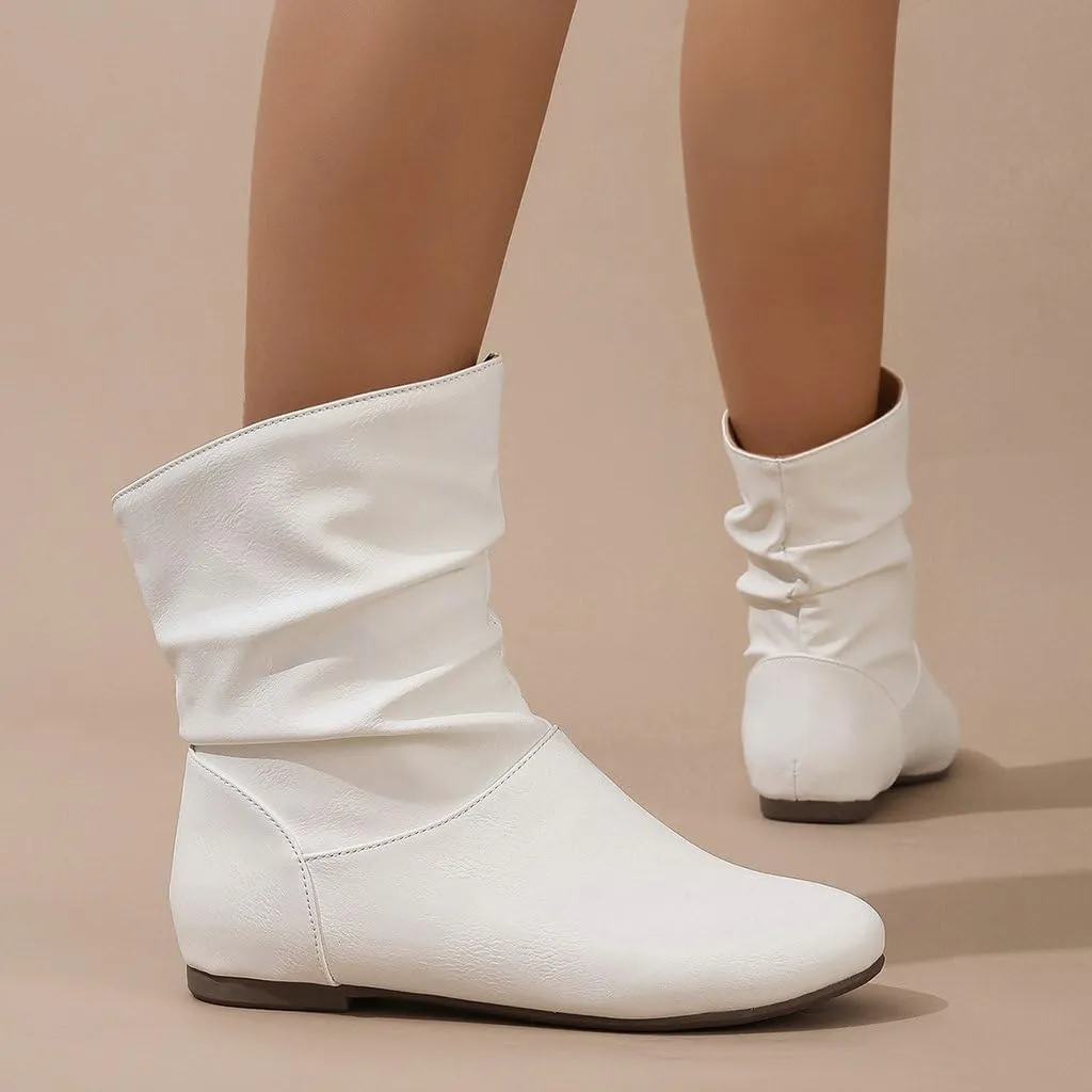 DINTAHA Flat Ankle Boots Women'S Slouch Boots Low Heel Booties Fall Slouchy Boots