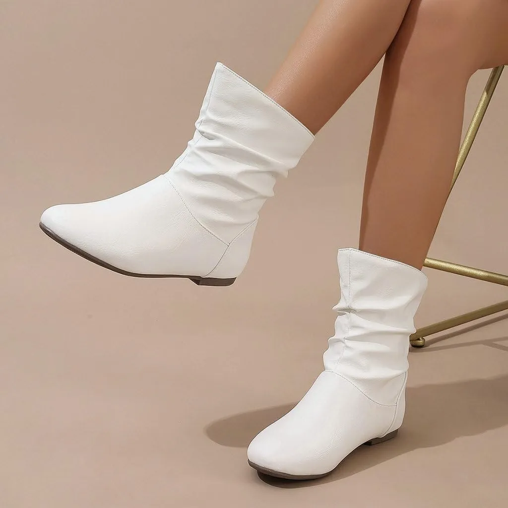 DINTAHA Flat Ankle Boots Women'S Slouch Boots Low Heel Booties Fall Slouchy Boots