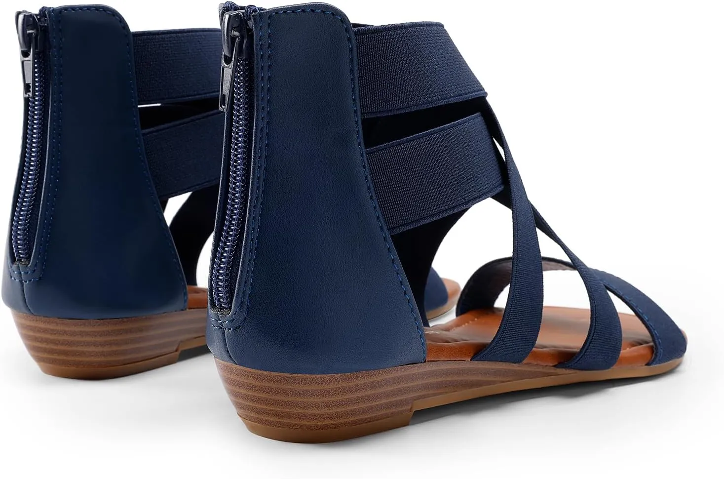 DREAM PAIRS Women's Elastic Ankle Strap Low Wedges Sandals