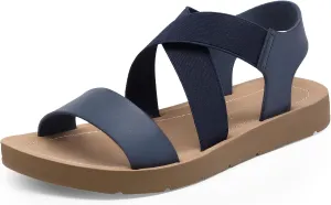 DREAM PAIRS Women's Open Toe Elastic Ankle Strap Flat Summer Sandals