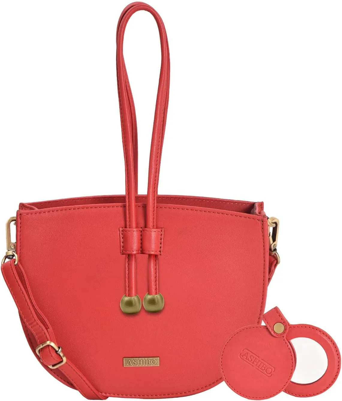 Fashion/Party Wrist Bag For Womens Nappa Flat Genuine Leather With Wrist Handle, Adjustable Strap & Makeup Mirror