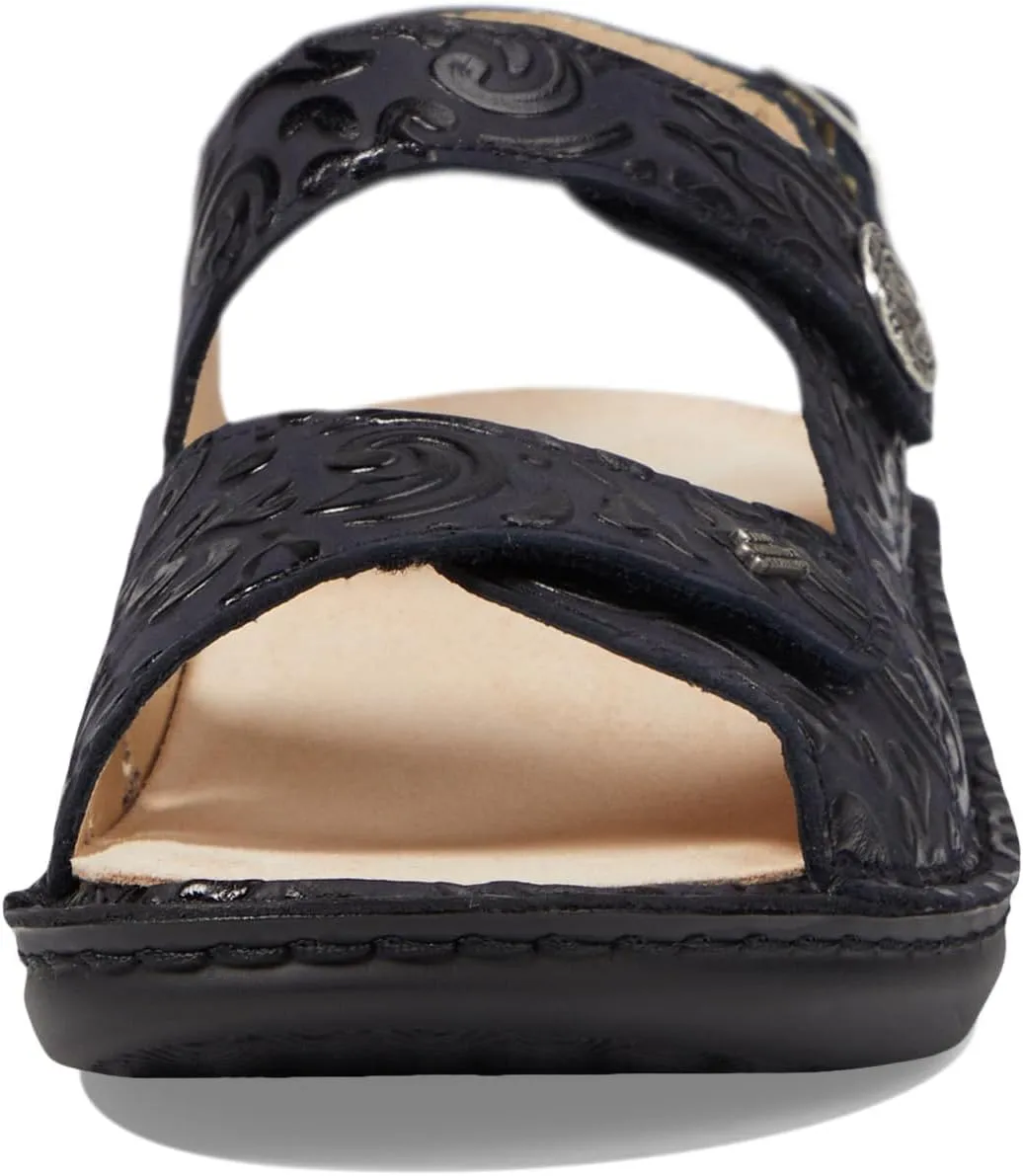 Finn Comfort Barbuda Women's Dressy Casual Flat Sandals, Black, White