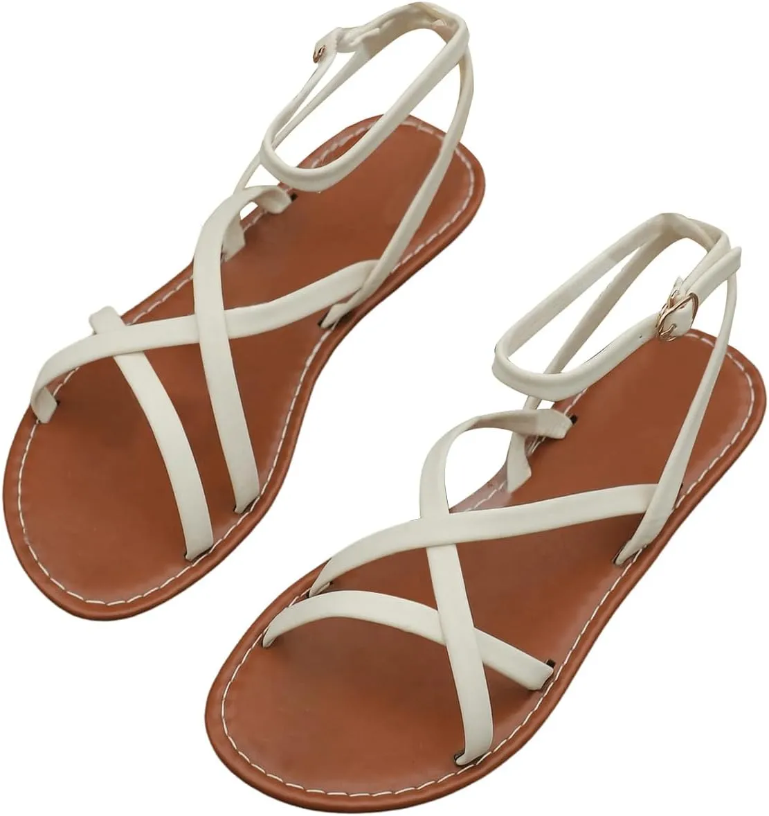 Floerns Women's Fisherman Flat Sandals Ankle Strap Criss Cross Beach Sandals