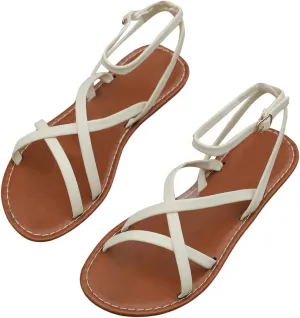 Floerns Women's Fisherman Flat Sandals Ankle Strap Criss Cross Beach Sandals