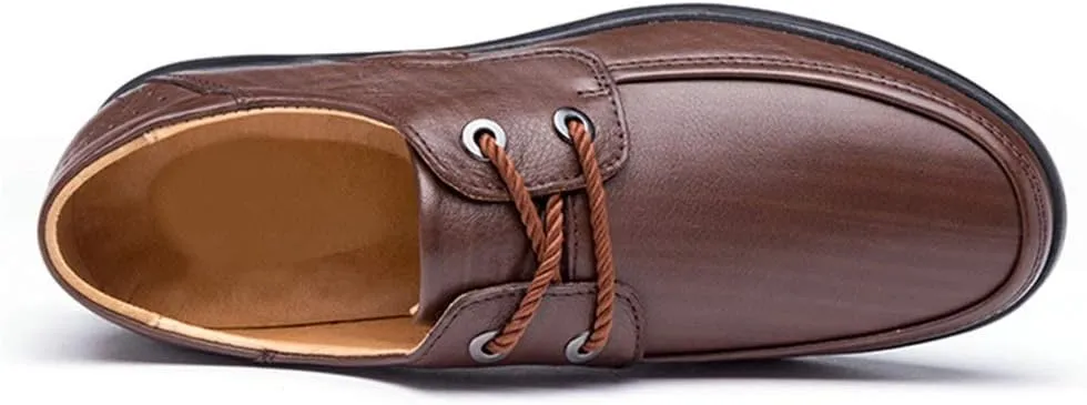 Formal Shoes Dress Oxford for Men Lace Up Round Apron Toe Derby Shoes Cowhide Non Slip Resistant Anti-Slip Block Heel Party Suitable for Many Occasions